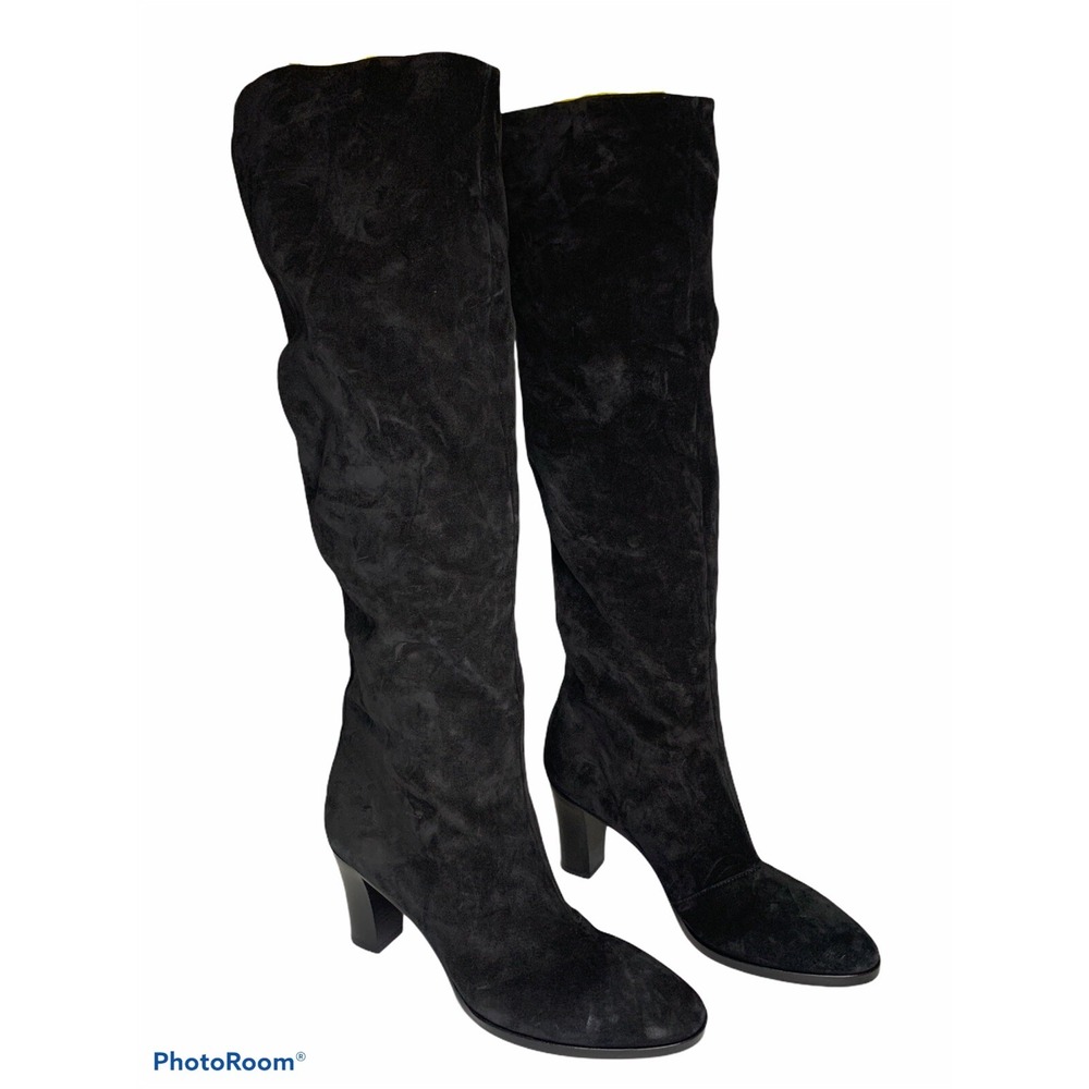 Vince‎ Women's Black Suede Tall Block Heel Boots Size 8M NEW $595